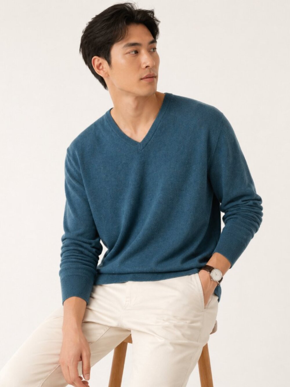 like NEW J crew Men's Teal Cotton Cashmere V-Neck Sweater preppy size L
